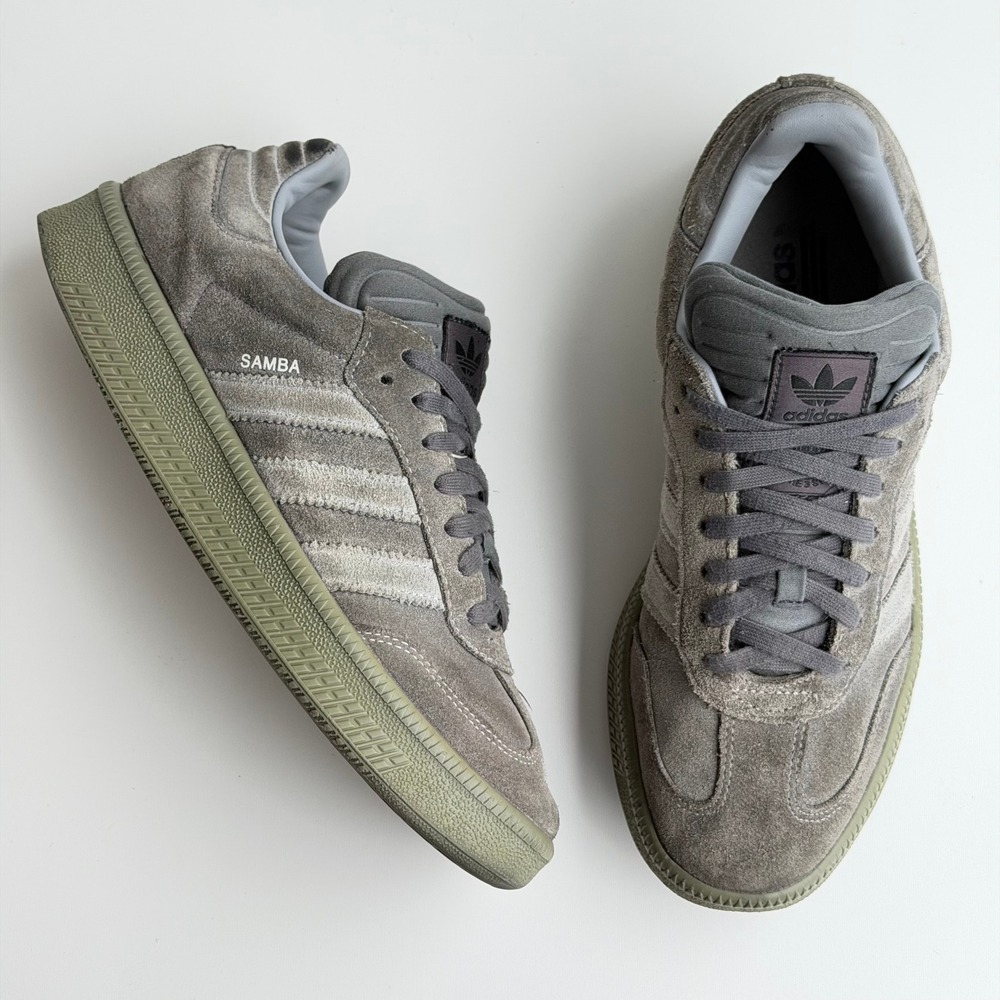 adidas Samba XLG Mens 11 Grey Suede Sneakers Retro Platform Blokecore Streetwear